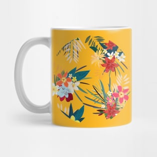 Frangipani, lily palm leaves tropical vibrant summer flower Mug